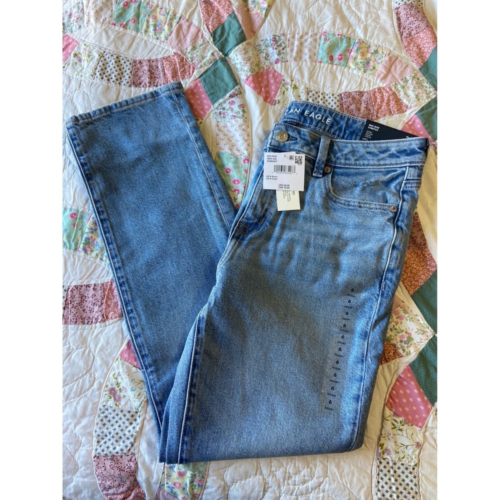 American Eagle Mid-Rise Skinny Jeans Light Indigo Stretch Size 6 Short 5934-532